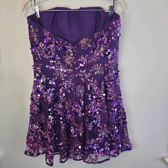 NWT Helsi Anita Strapless Sequin Fit & Flare Violet Dress XL 12-14 - Picture 7 of 13